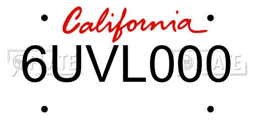 6UVL000 California License Plate