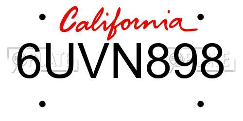 6UVN898 California License Plate