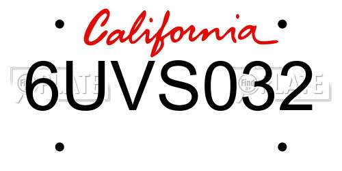 6UVS032 California License Plate