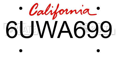 6UWA699 California License Plate