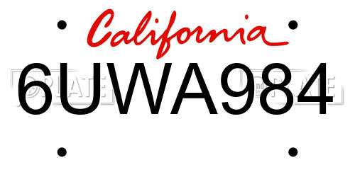 6UWA984 California License Plate