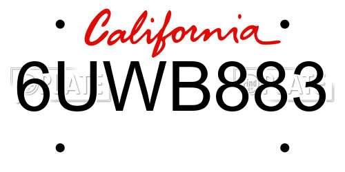 6UWB883 California License Plate