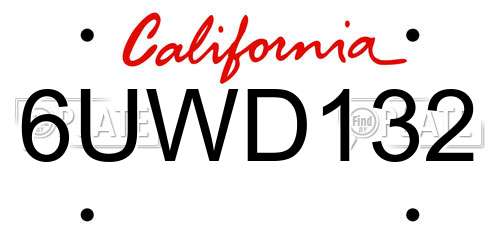 6UWD132 California License Plate