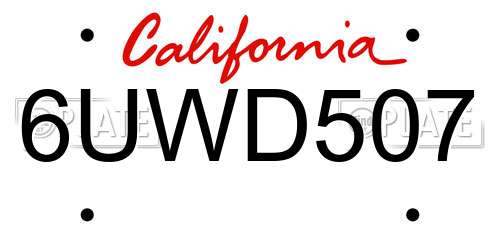 6UWD507 California License Plate
