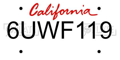 6UWF119 California License Plate