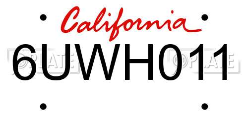 6UWH011 California License Plate