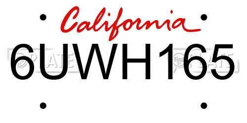 6UWH165 California License Plate