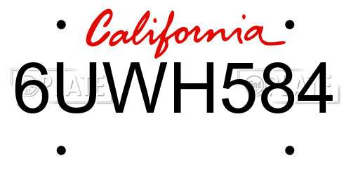 6UWH584 California License Plate