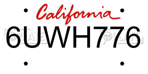6UWH776 California License Plate