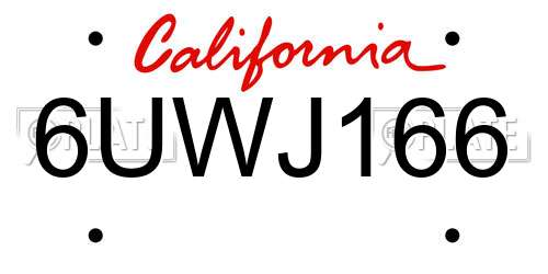 6UWJ166 California License Plate