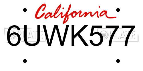 6UWK577 California License Plate