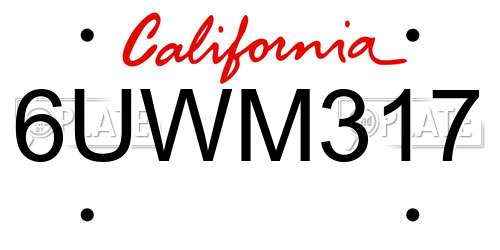6UWM317 California License Plate