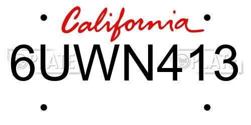 6UWN413 California License Plate