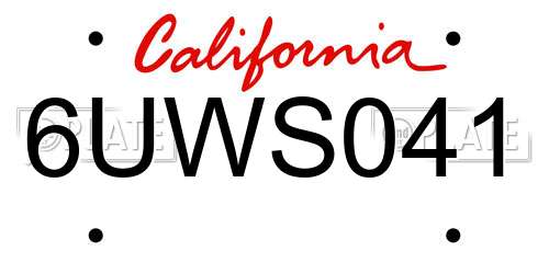 6UWS041 California License Plate