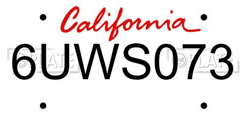6UWS073 California License Plate