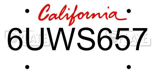 6UWS657 California License Plate