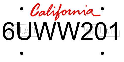 6UWW201 California License Plate