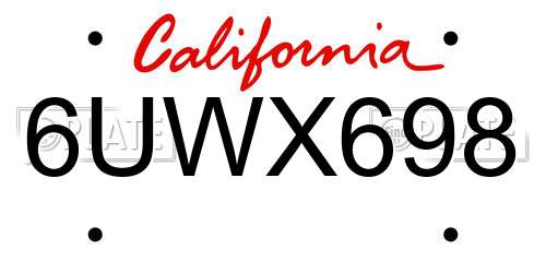 6UWX698 California License Plate