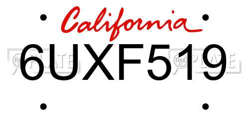 6UXF519 California License Plate