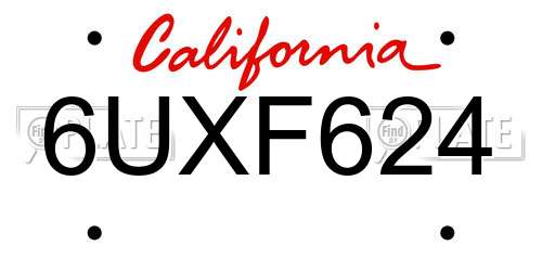 6UXF624 California License Plate