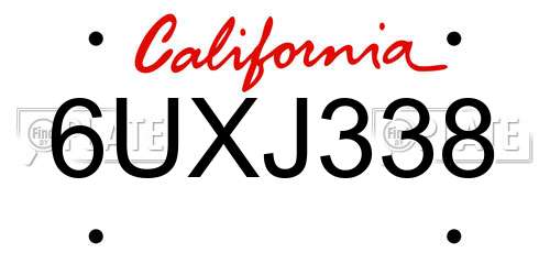 6UXJ338 California License Plate