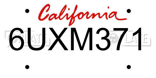 6UXM371 California License Plate
