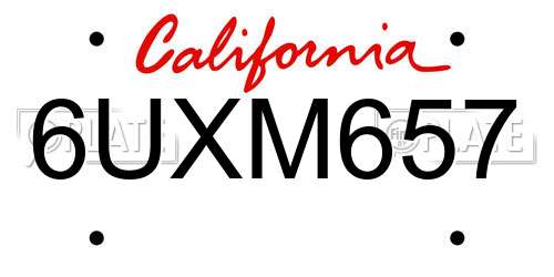 6UXM657 California License Plate