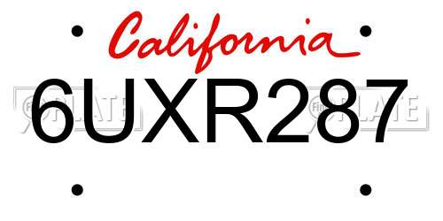 6UXR287 California License Plate