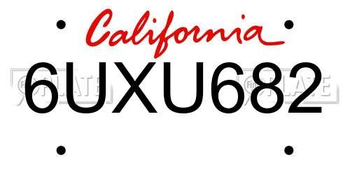 6UXU682 California License Plate