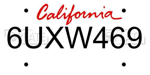 6UXW469 California License Plate