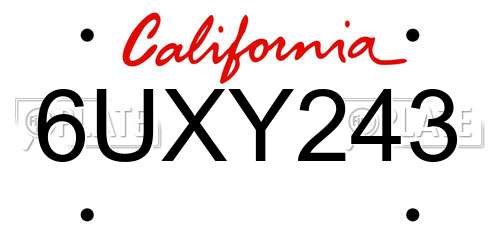 6UXY243 California License Plate