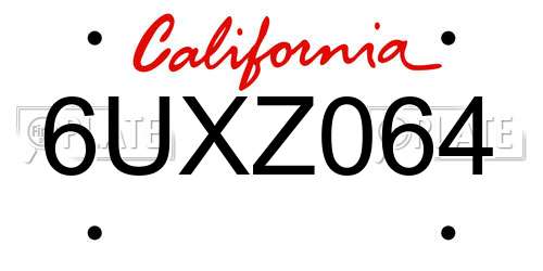 6UXZ064 California License Plate
