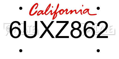 6UXZ862 California License Plate
