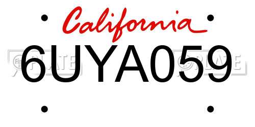 6UYA059 California License Plate