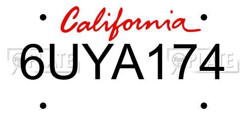 6UYA174 California License Plate