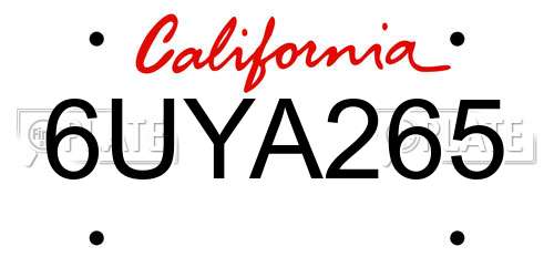 6UYA265 California License Plate