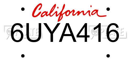 6UYA416 California License Plate
