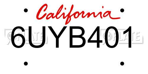 6UYB401 California License Plate