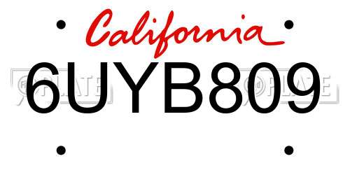 6UYB809 California License Plate