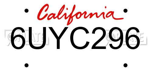 6UYC296 California License Plate