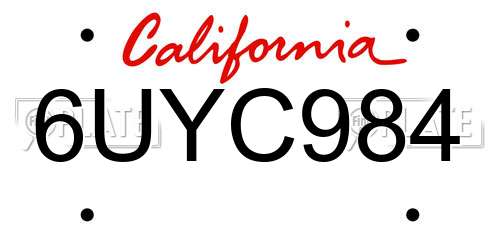 6UYC984 California License Plate