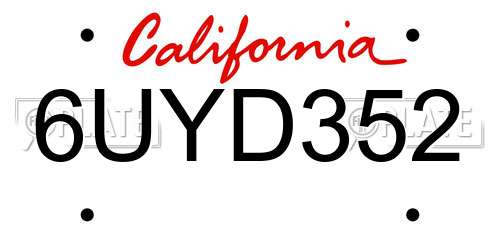 6UYD352 California License Plate