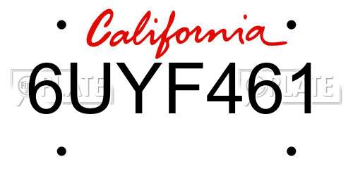 6UYF461 California License Plate