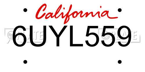 6UYL559 California License Plate