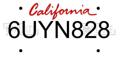 6UYN828 California License Plate