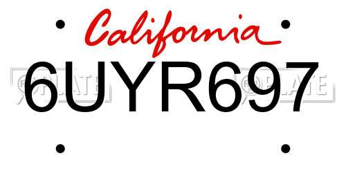 6UYR697 California License Plate