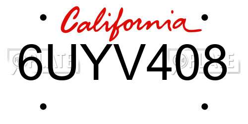 6UYV408 California License Plate