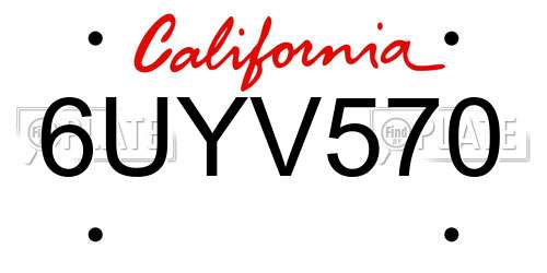 6UYV570 California License Plate
