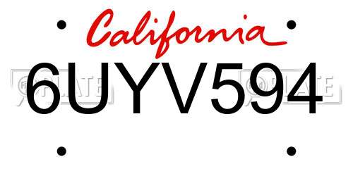 6UYV594 California License Plate