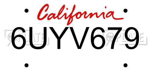 6UYV679 California License Plate